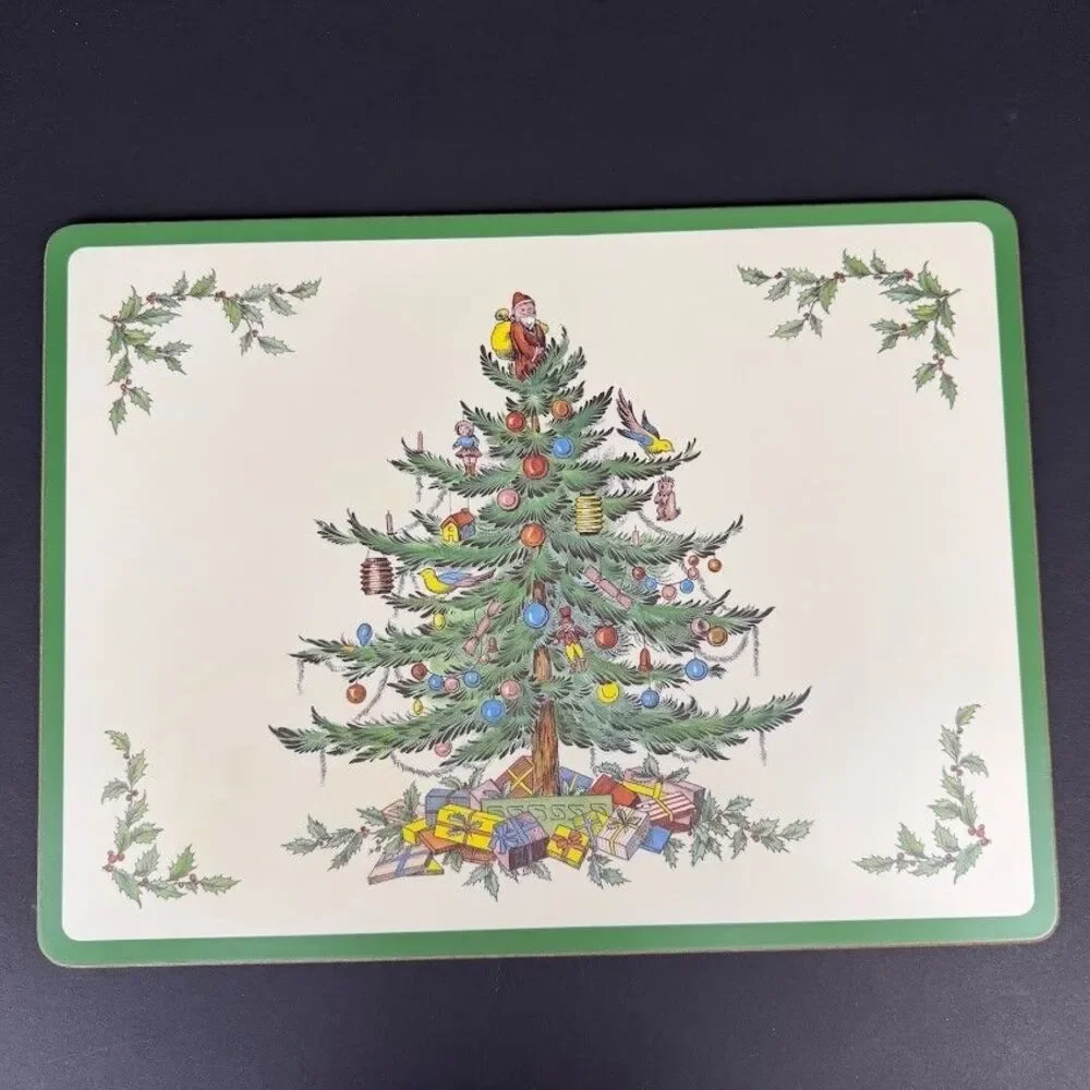 Set of 4 Spode Christmas Tree Cork/Acrylic Finish 16x12 Placemats Made England
